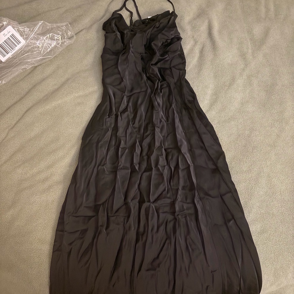 NWT J. Crew Cowlback Black Satin Maxi Dress